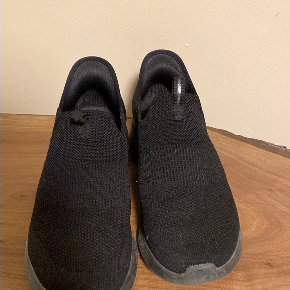 Skechers Black Slip-On Sneakers with Knit Upper